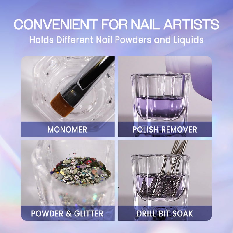 Beauticom Crystal Glass Dappen Dish for Acrylic Nail Dip Powder, Monomer, and Nail Polish Remover (Round Shape w/Stainless Steel Lid, 1 Piece) - Image 4